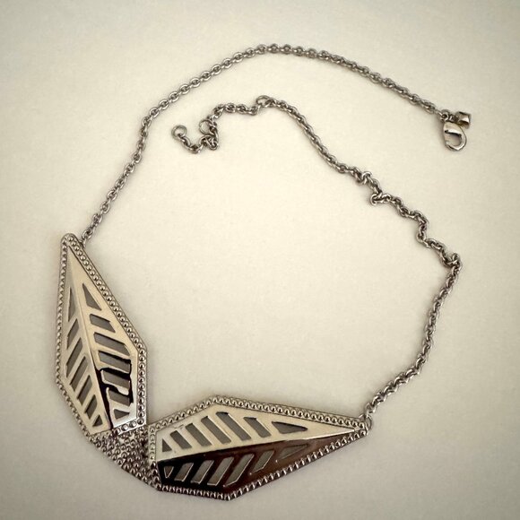 Rebecca Minkoff Cut Out Blade Rhodium Plated Necklace - Picture 1 of 2